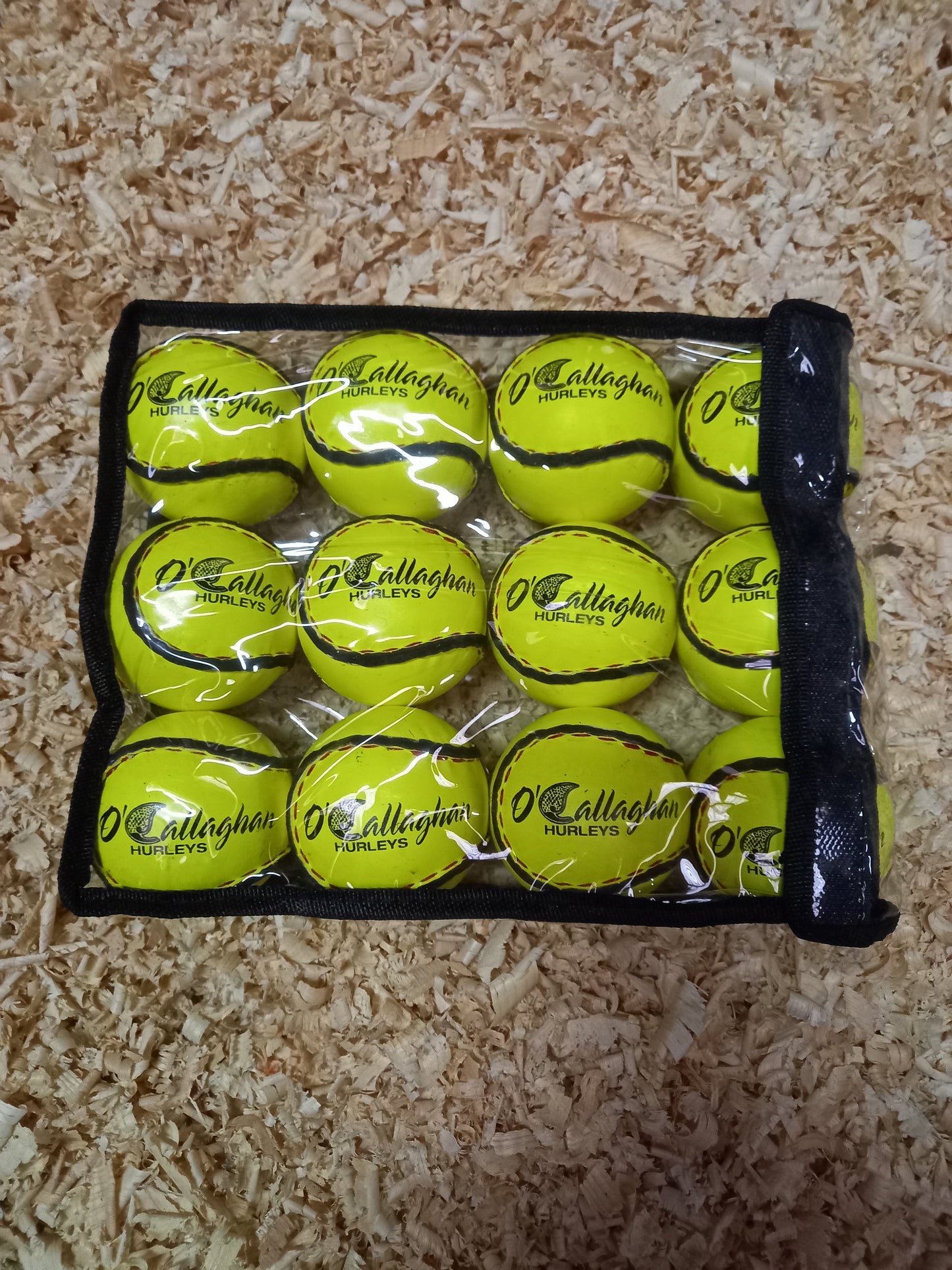 12 pack O'Callaghan fluorescent yellow championship sliothars.